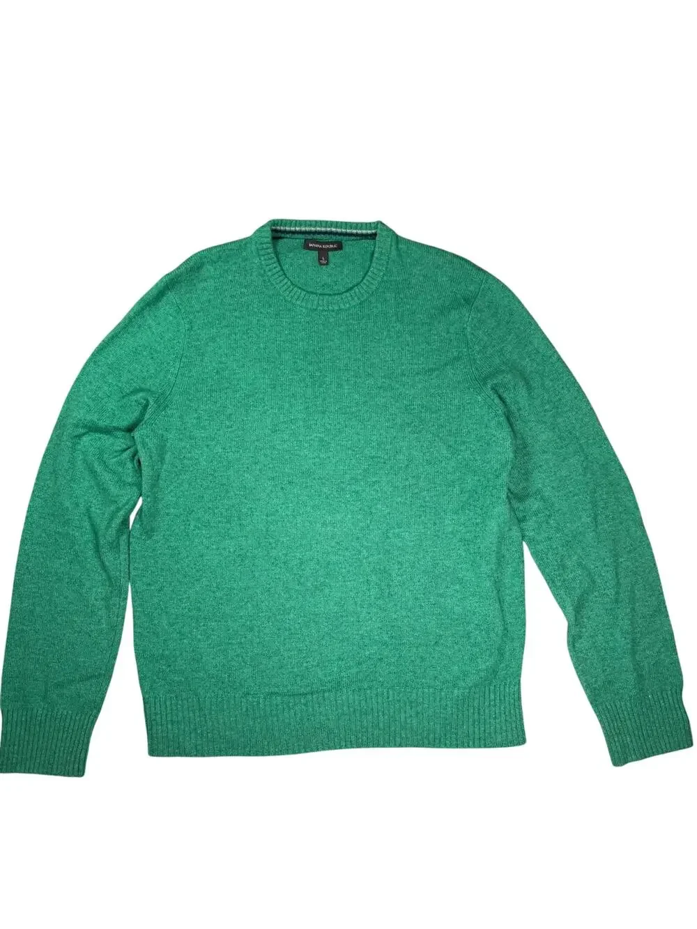 Banana‎ Republic Mens L Bright Green Italian Merino Wool Blend Crewneck Sweater